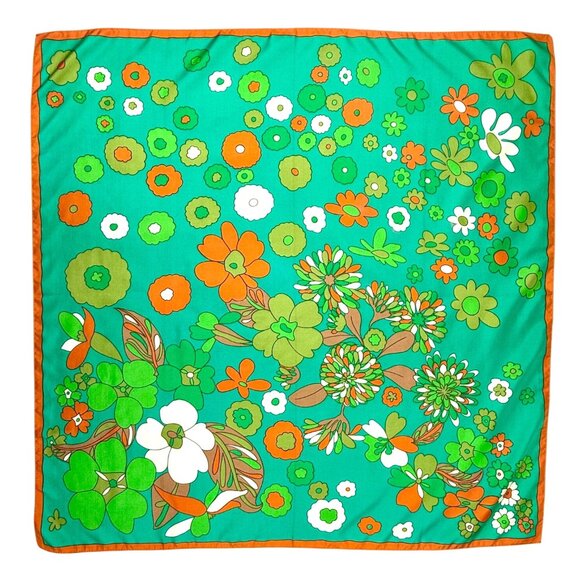 Vintage Mod Retro Polyester Scarf Signed EB -  Made in Italy - 27" Square - Picture 1 of 7